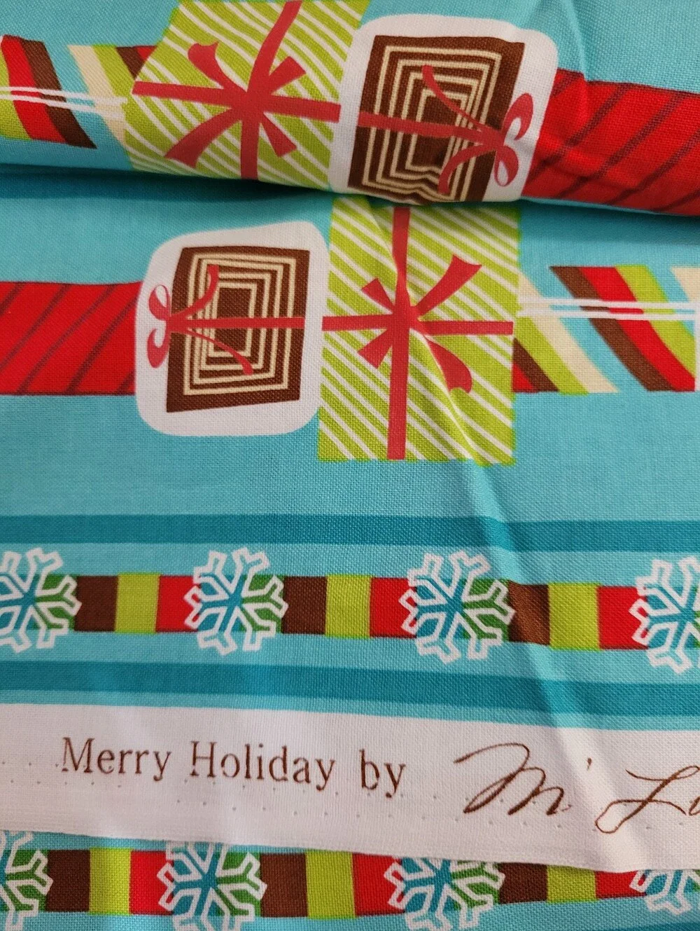 Merry Holiday M'Liss Retro Inspired Gift Theme Sewing Fabric 2+ Yds (1496)